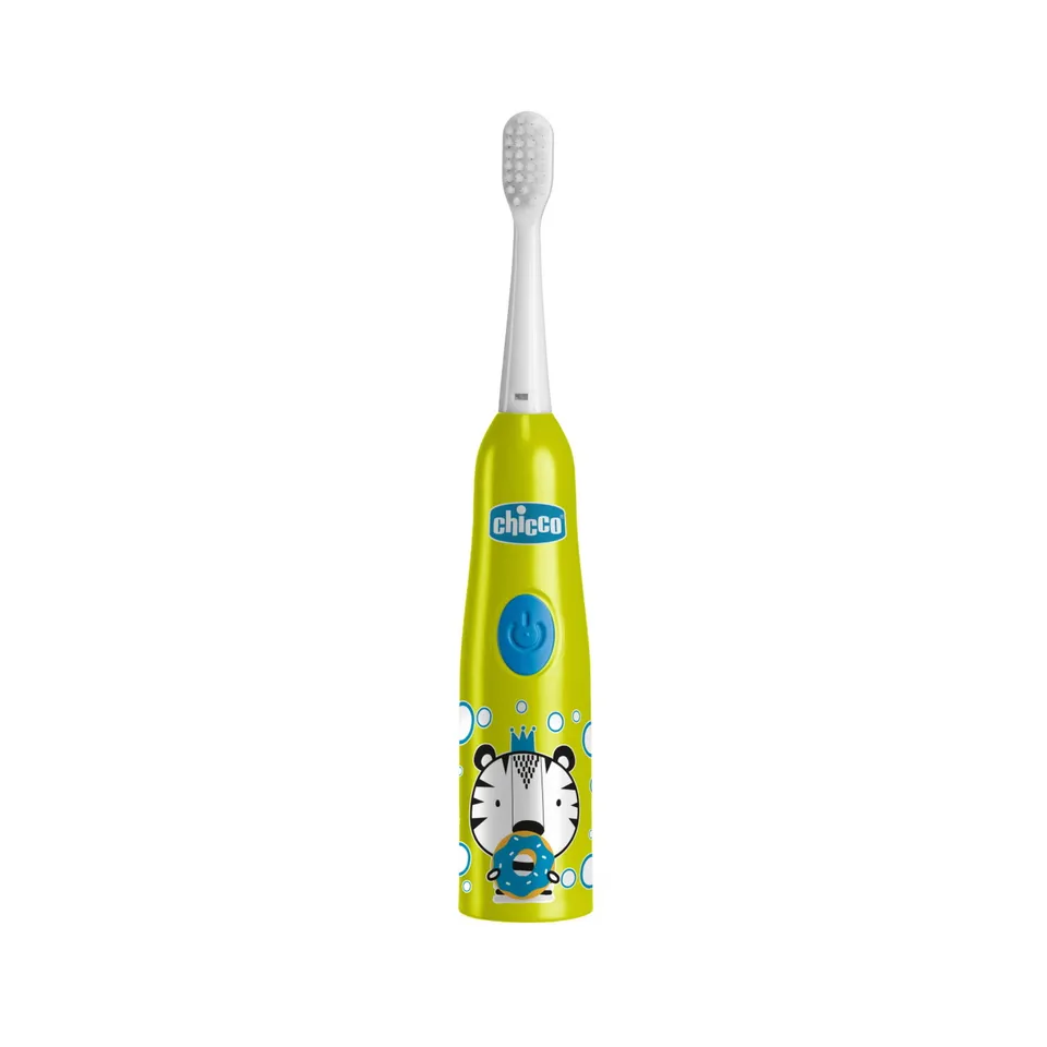 Chicco Tigre spazzolino elettrico giallo bambini setole morbide