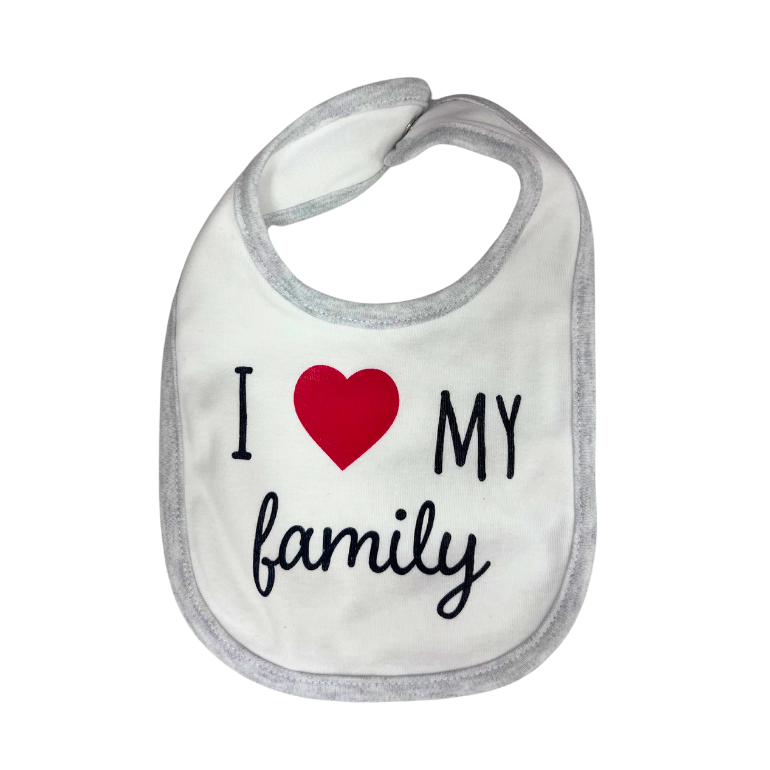 Mawi I Love My Family Bavaglino Cotone Bianco