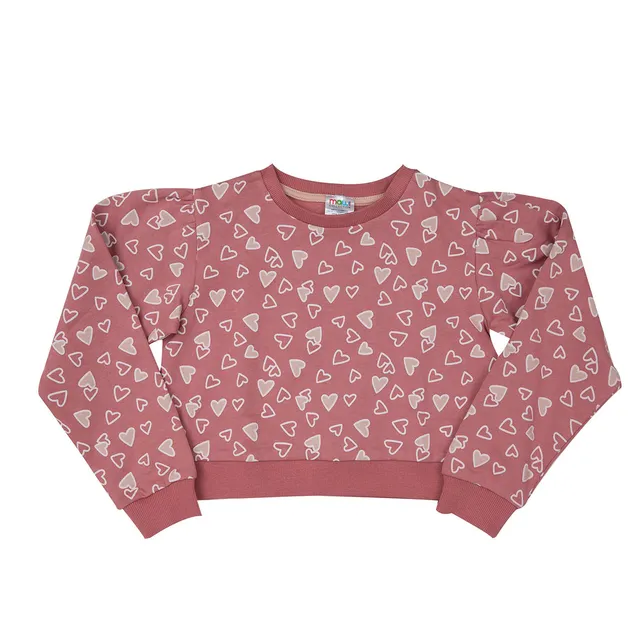 Mawi AO felpa bambina crop cuori rosa cotone