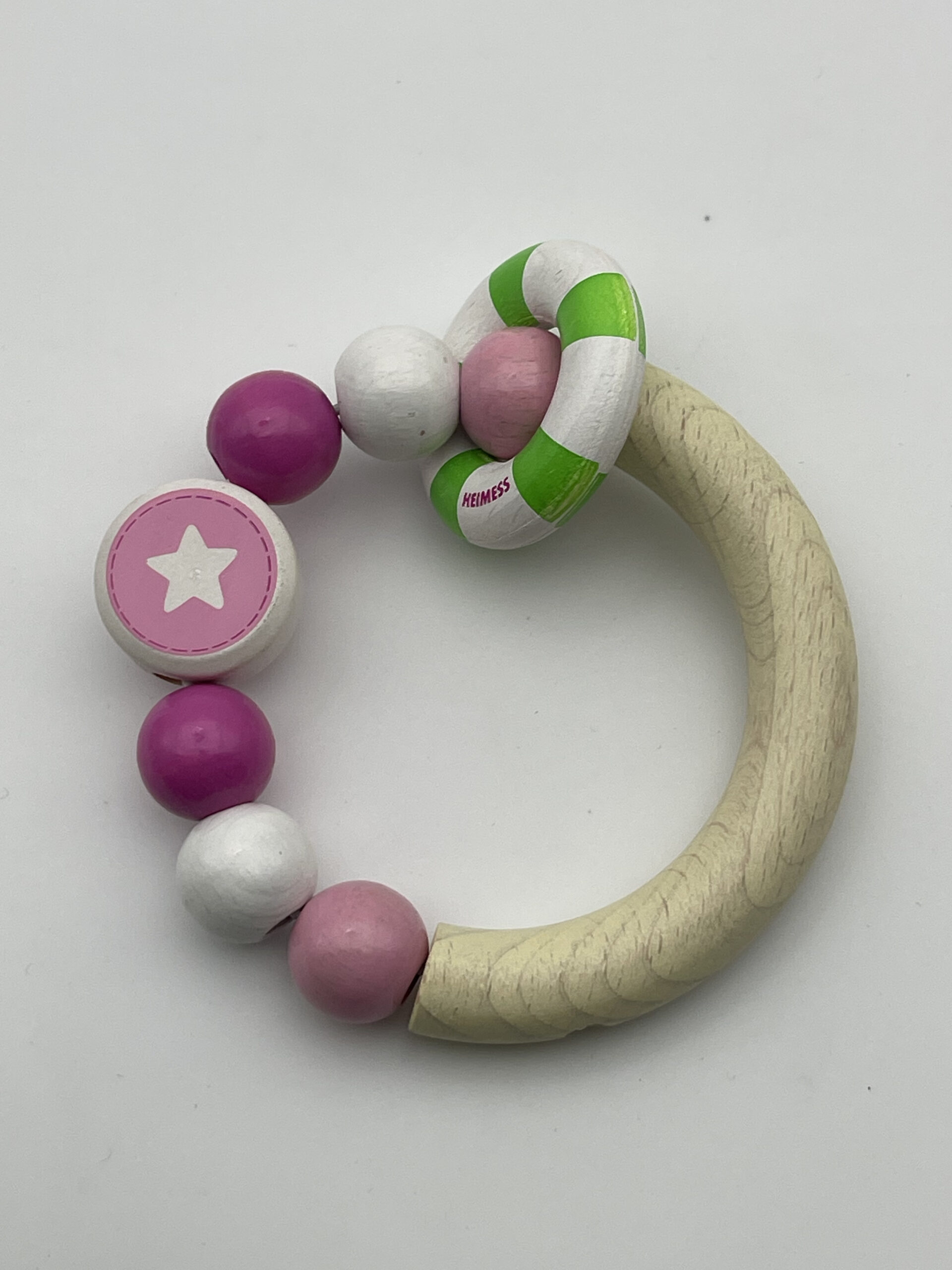 The Dida sonaglio legno elefante rosa neonato morditore