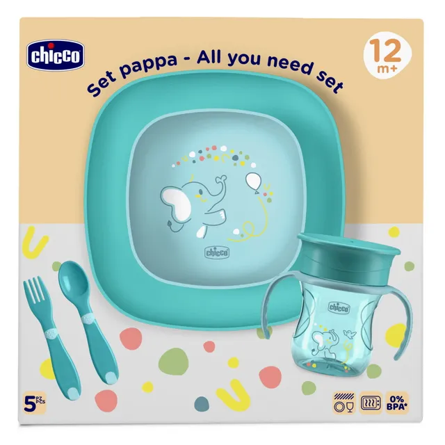 Chicco Set Pappa 12M+ Azzurro per Svezzamento