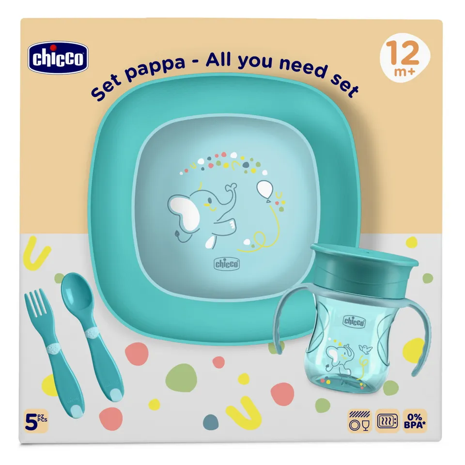 Chicco Set Pappa 12M+ Azzurro per Svezzamento