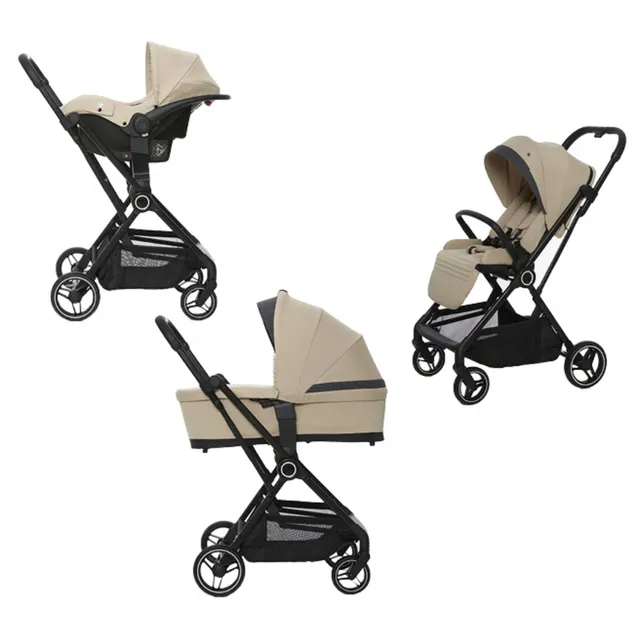 Giordani G-Light trio passeggino beige fronte mamma