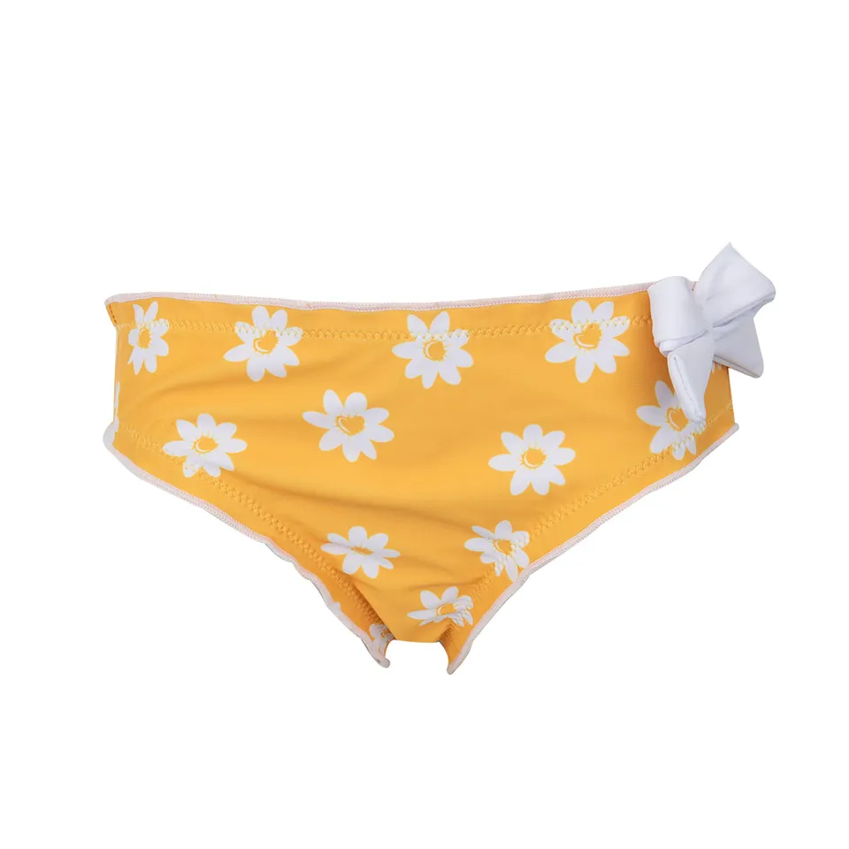 Costume mutandina bimba giallo fiori slip mare con fiocco