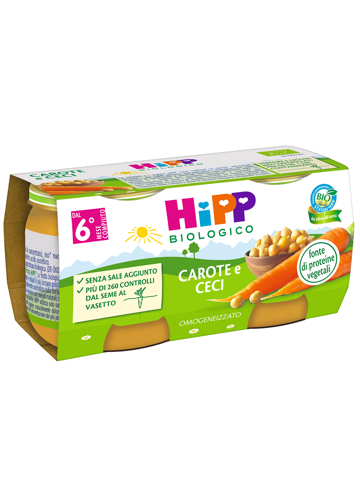 HiPP Carote e Ceci omogeneizzato 2x80 g bio dal 6 mese