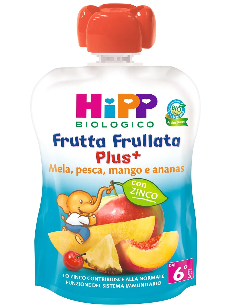 HiPP Frutta Frullata Plus mela pesca mango ananas zinco 90g
