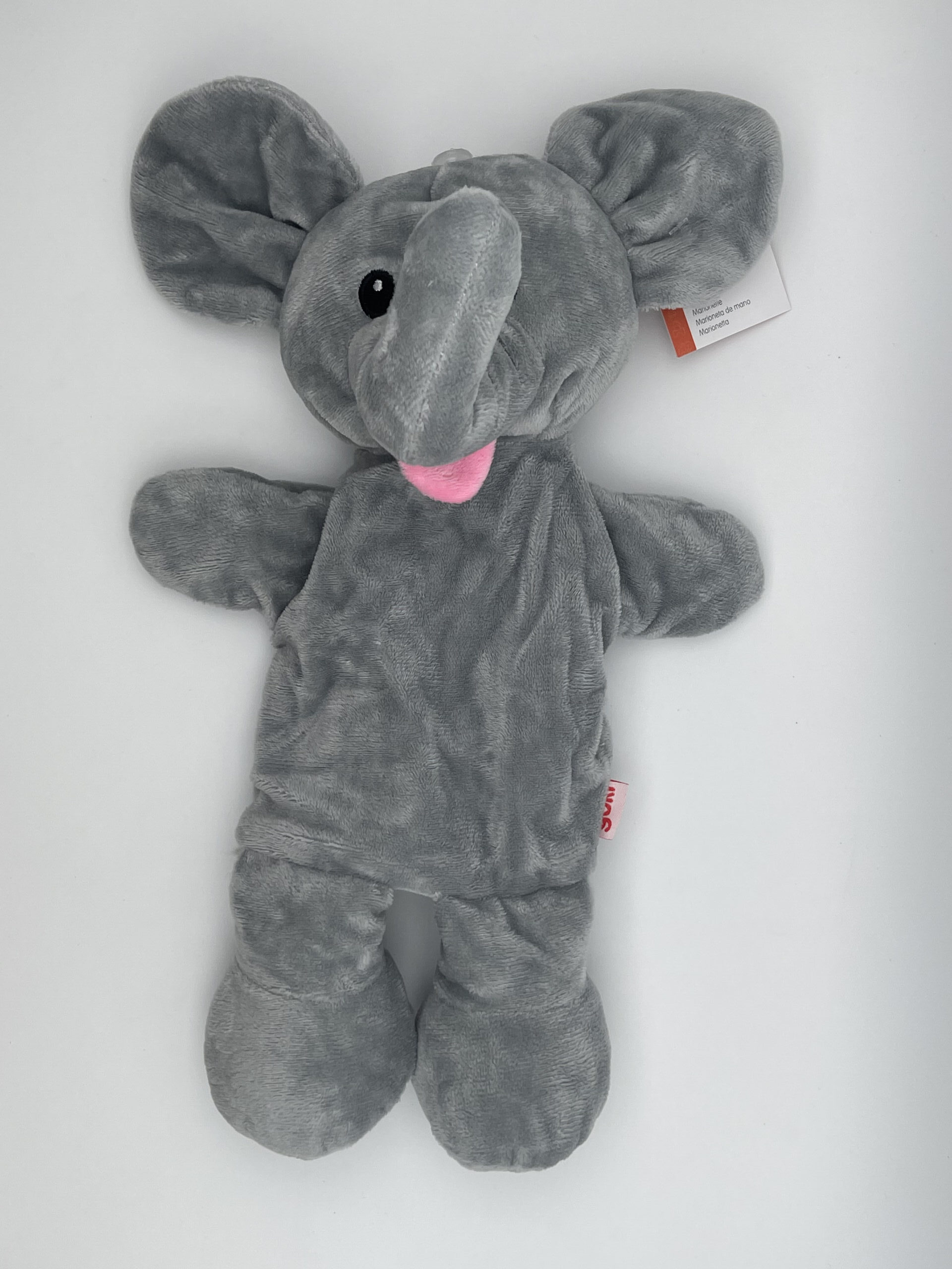 The Dida burattino a mano elefante 21x13x31 cm grigio