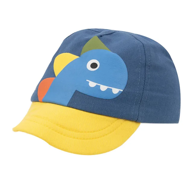 Cappello baseball bimbo blu dino visiera gialla