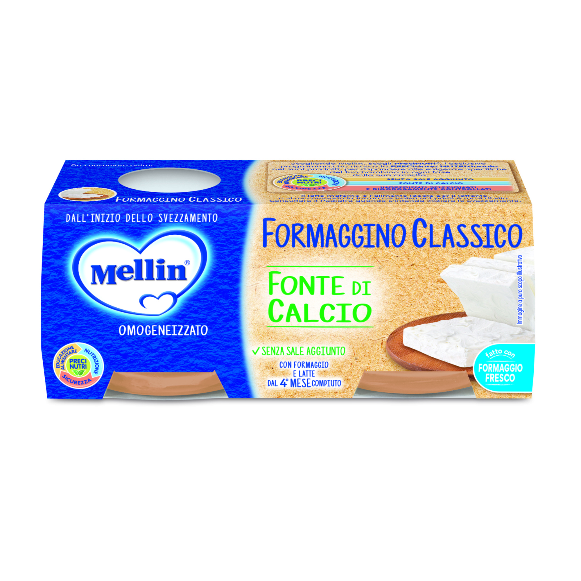 Mellin Formaggino Classico omogeneizzato 4x80 g dal 4° mese