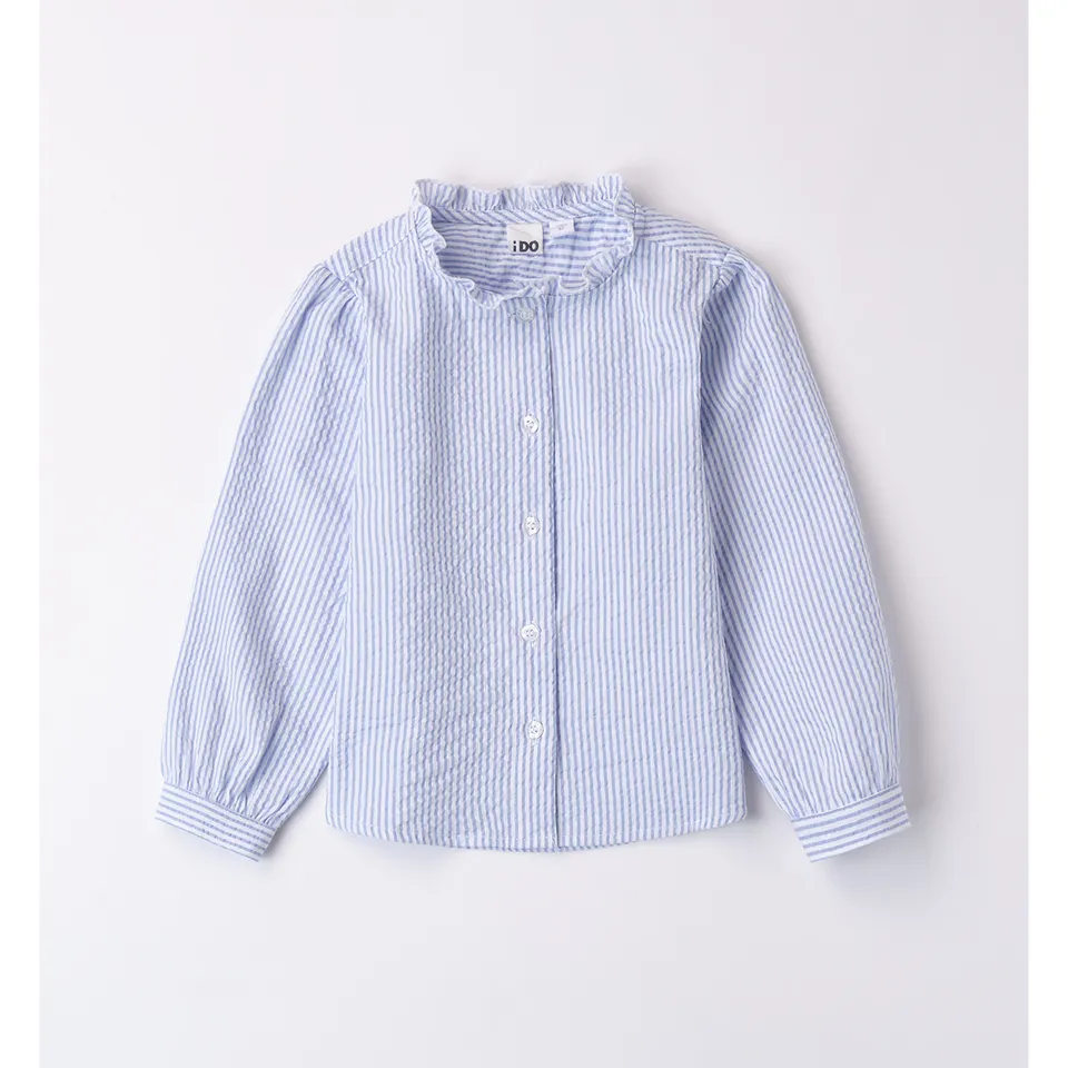 iDO camicia bambina rigata manica lunga seersucker