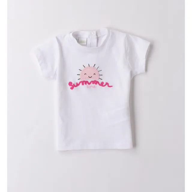 iDO Summer t-shirt bimba bianca cotone stampa