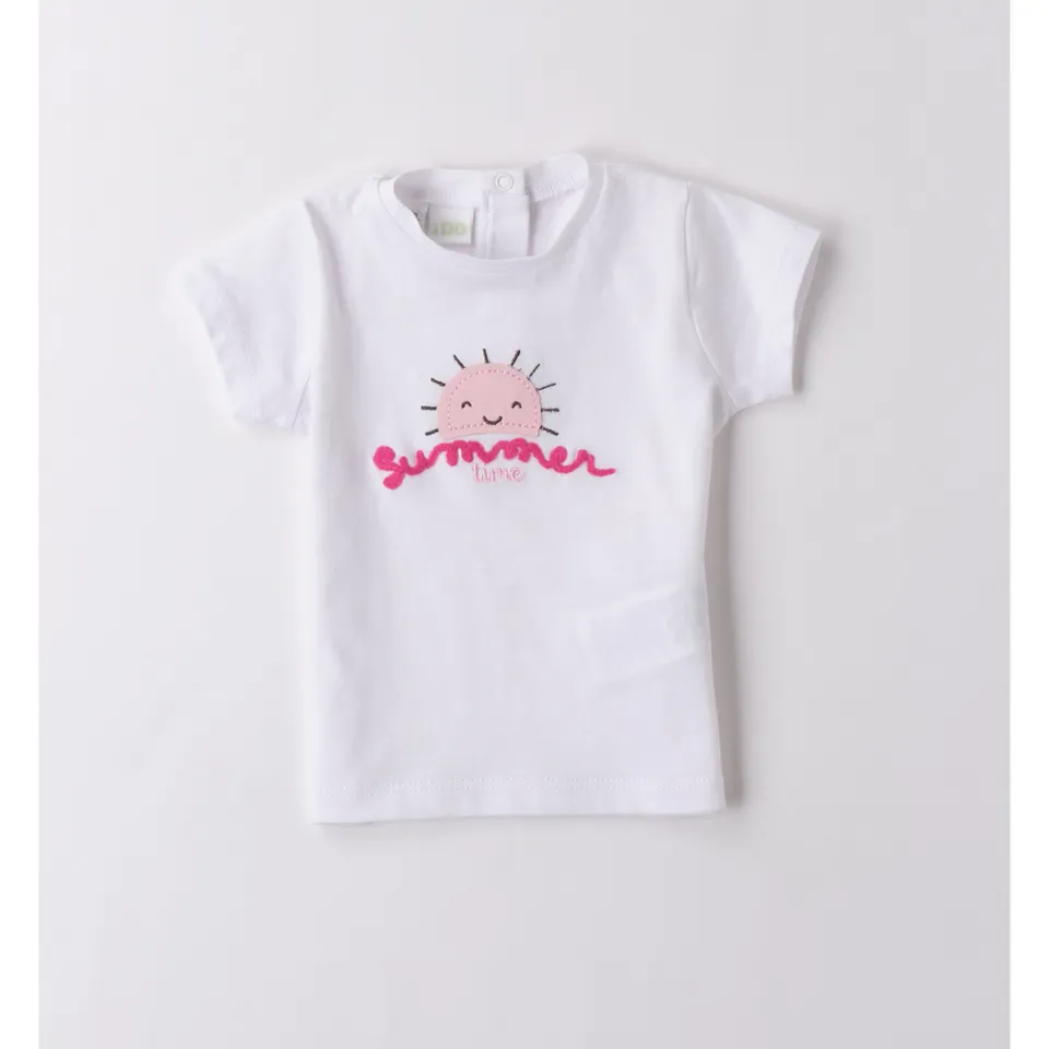 iDO Summer t-shirt bimba bianca cotone stampa