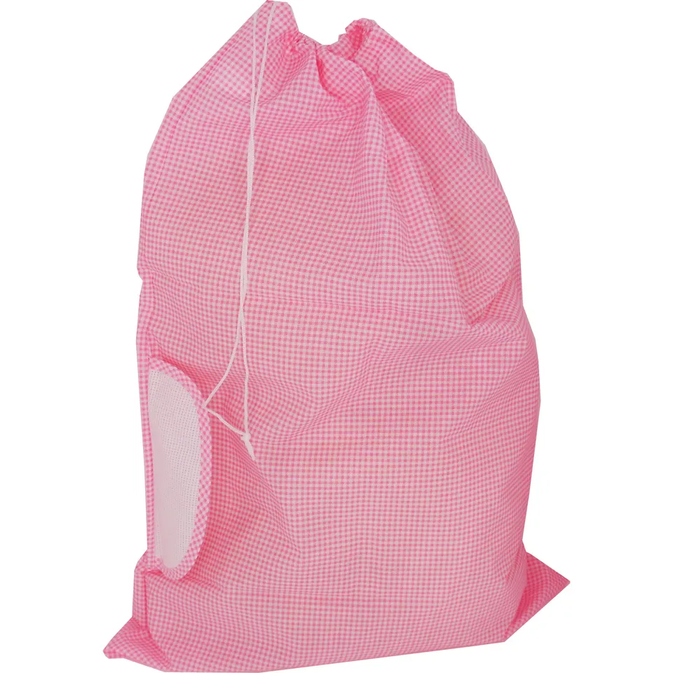 Sacca Cambio Asilo Rosa Quadretti Tela Aida 32x40