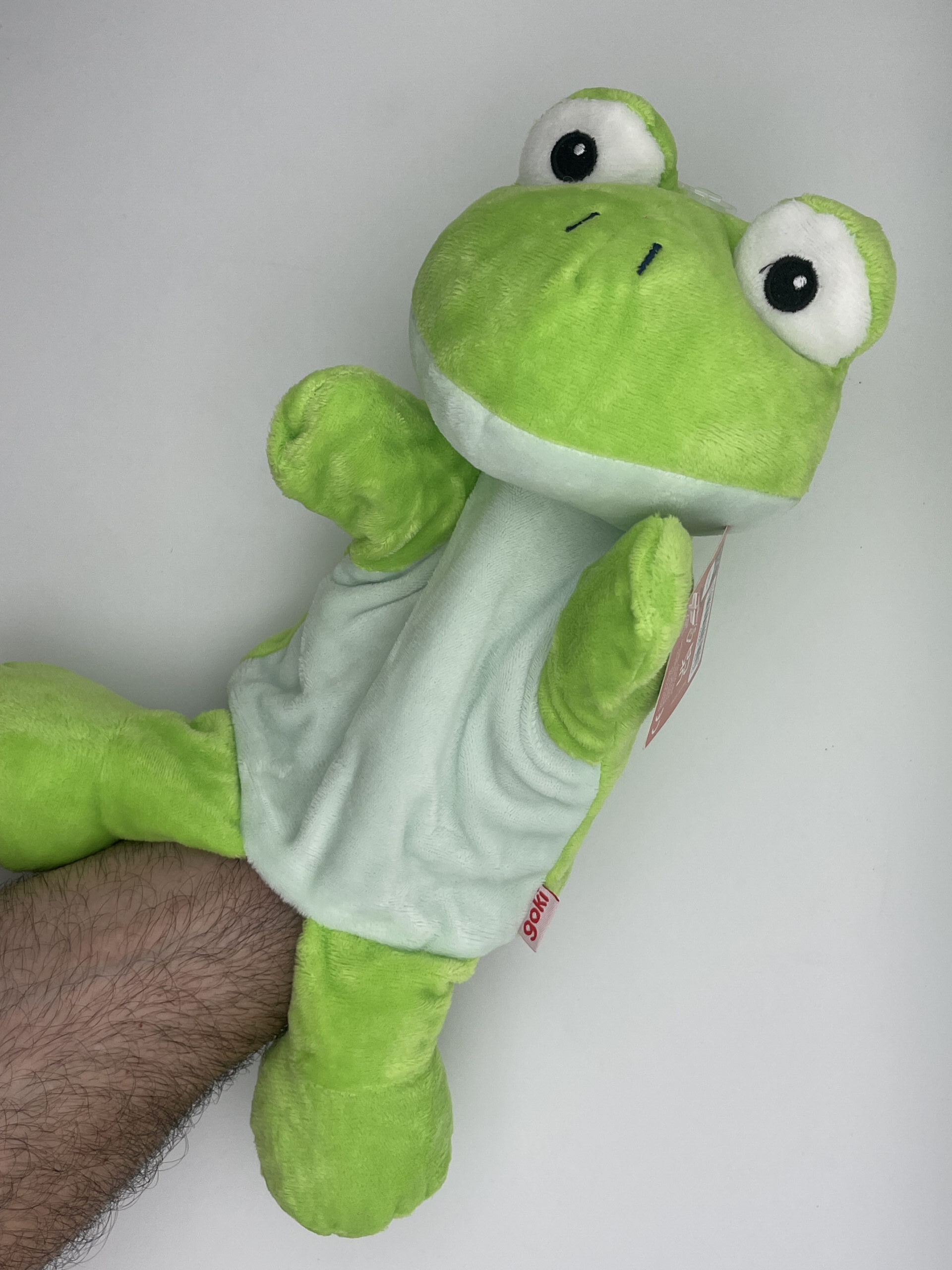 The Dida Rana burattino a mano morbido 32 cm verde