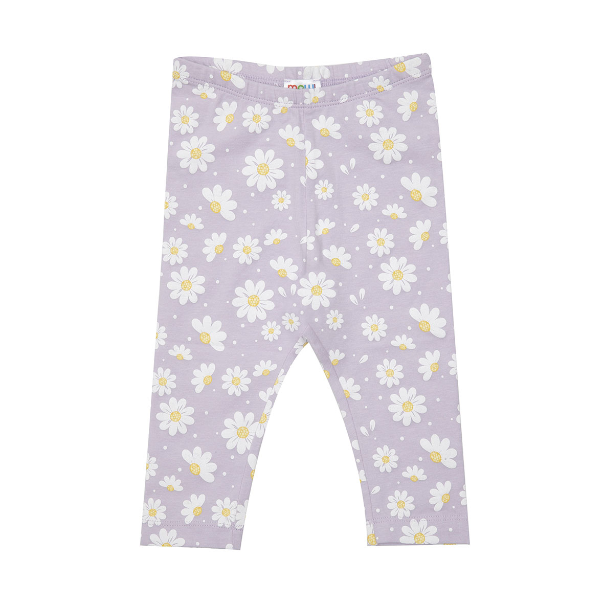 Legging stretch bimba lilla floreale vestibilità morbida