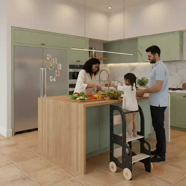 The Dida Torre Apprendimento Convertibile sgabello legno nero