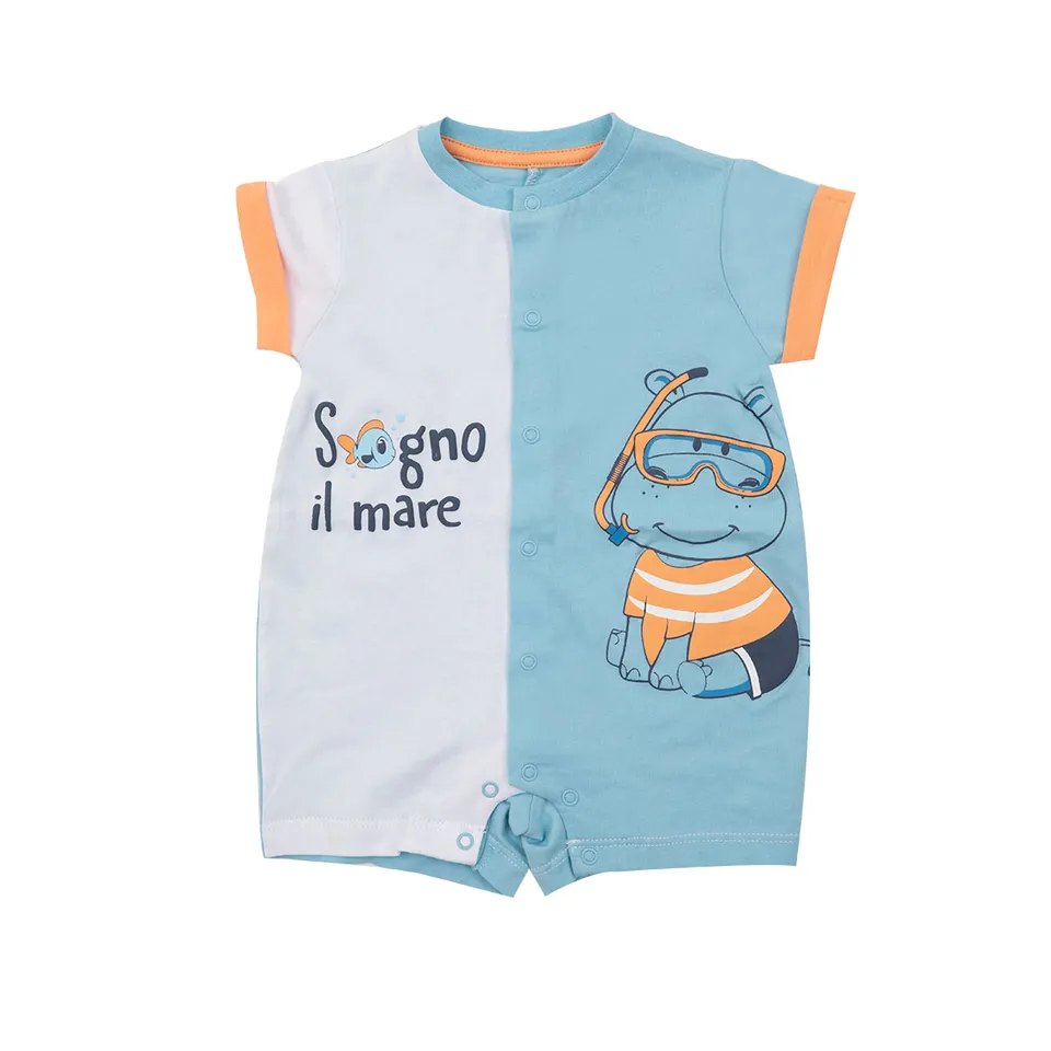 Toys Center Baby pagliaccetto estivo neonato bianco azzurro