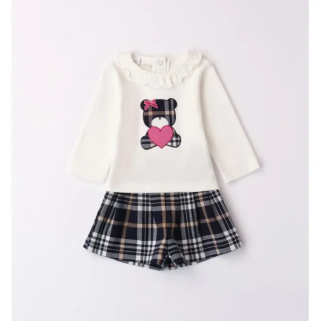 Dodipetto completo bimbo manica lunga short scozzese