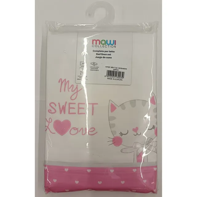 Mawi Collection My Sweet Love Completo Culla 3 Pezzi gattina rosa