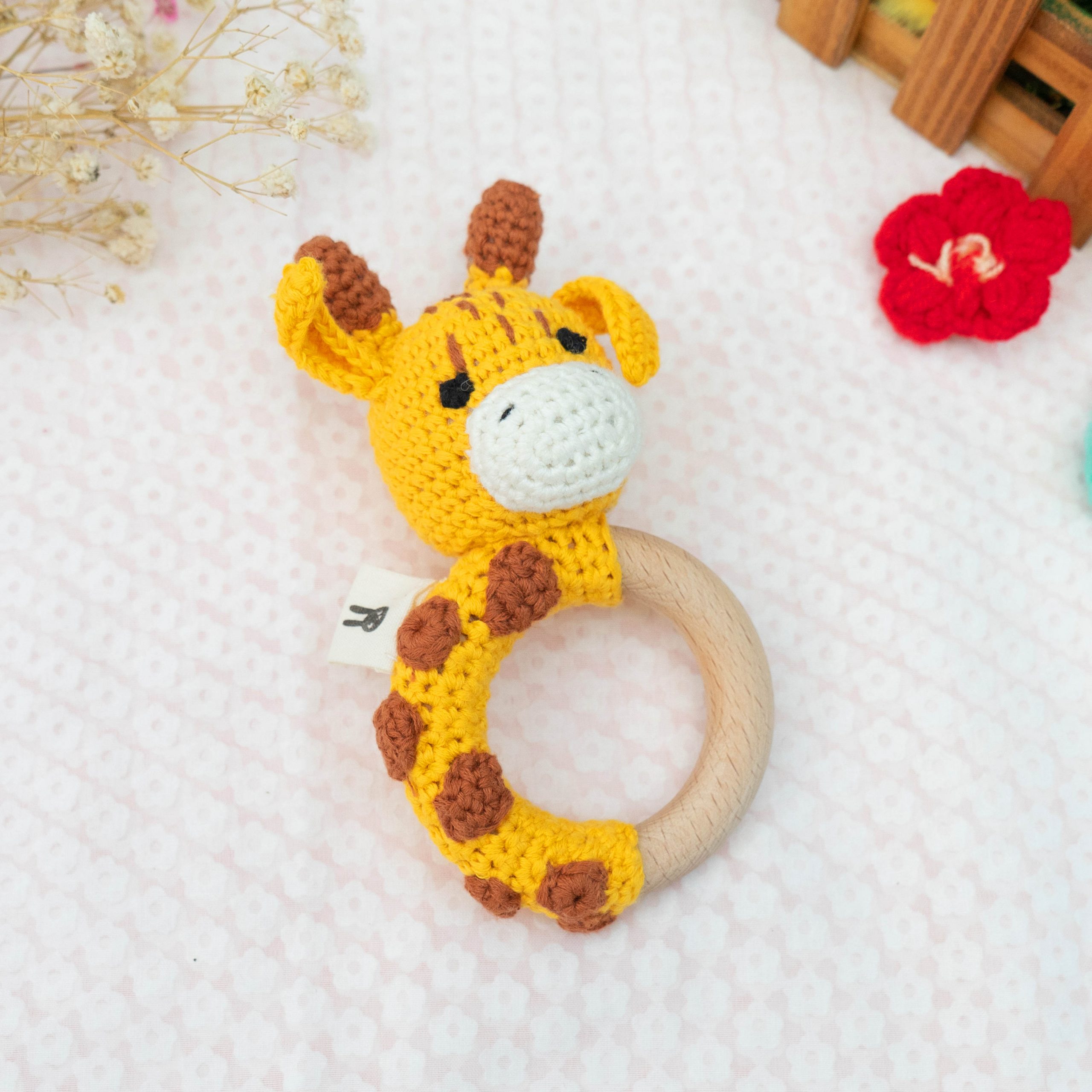 Piccoli Toys Elio sonaglio giraffa uncinetto cotone