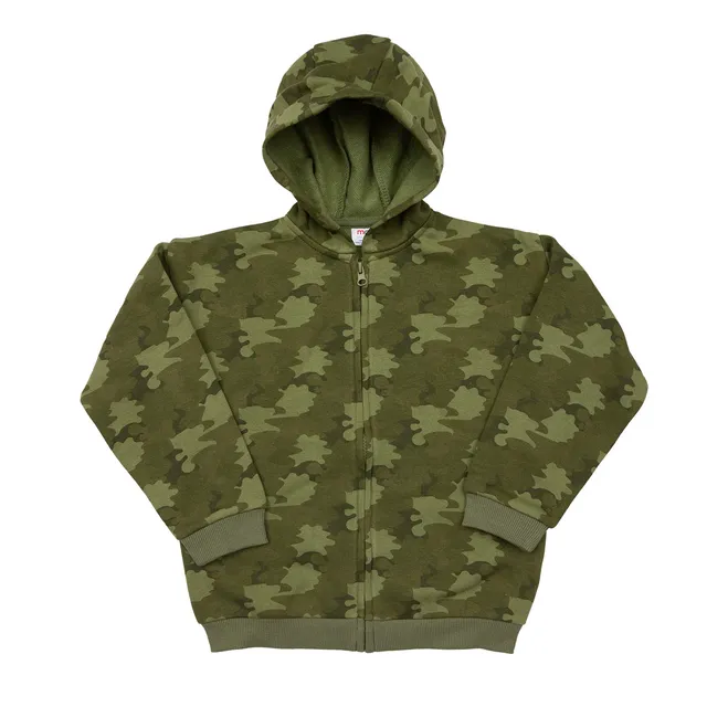 Mawi cardigan felpa bambino camouflage verde cappuccio