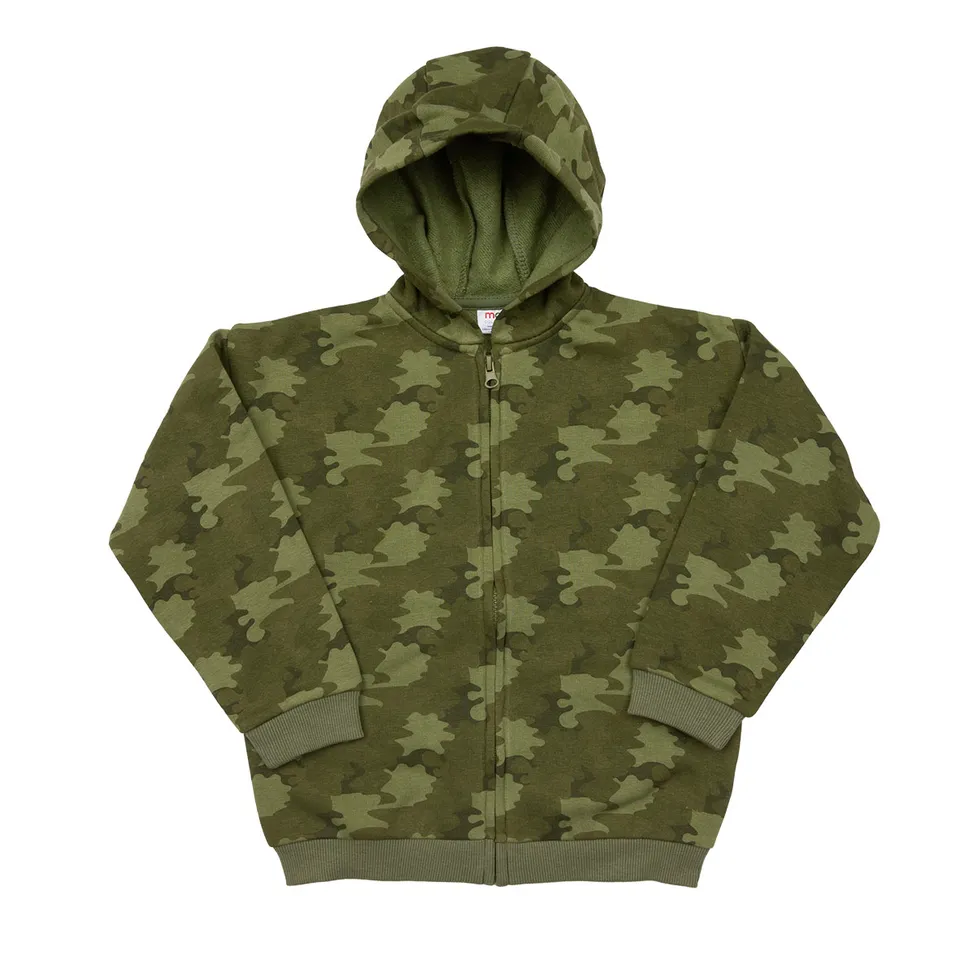 Mawi cardigan felpa bambino camouflage verde cappuccio