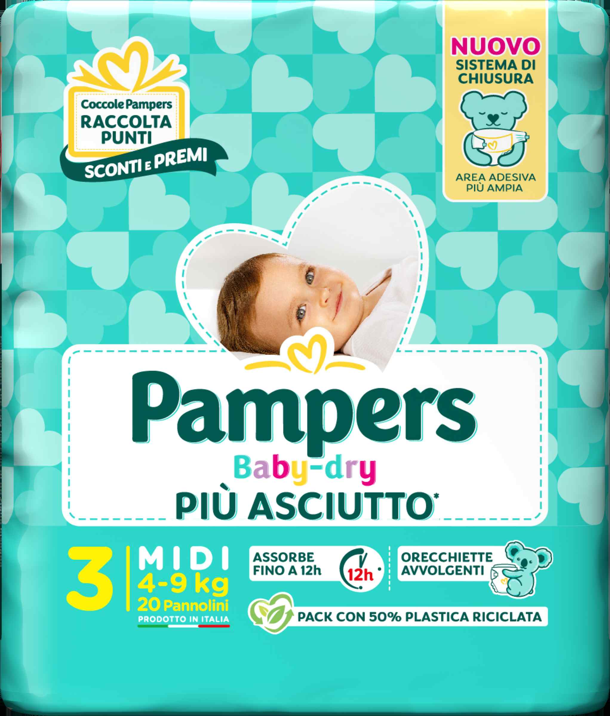 Pampers Baby-Dry Midi pannolino 20 pz apri e chiudi