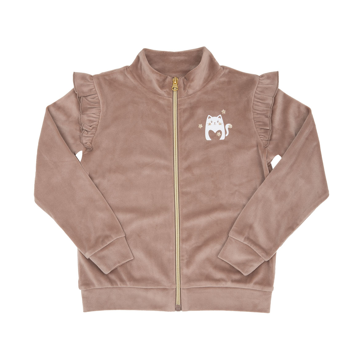 Toys Center Baby felpa ciniglia bimba beige con zip e rouches