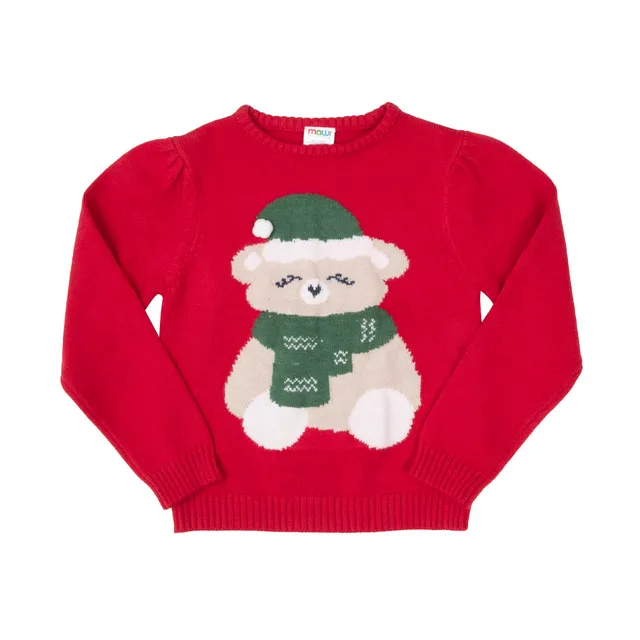 Toys Center Baby Maglia Tricot Bimba Rossa Orsetto Natale