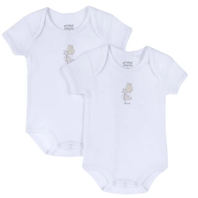 Chicco Set 2 Body Manica Corta Cotone Neonato