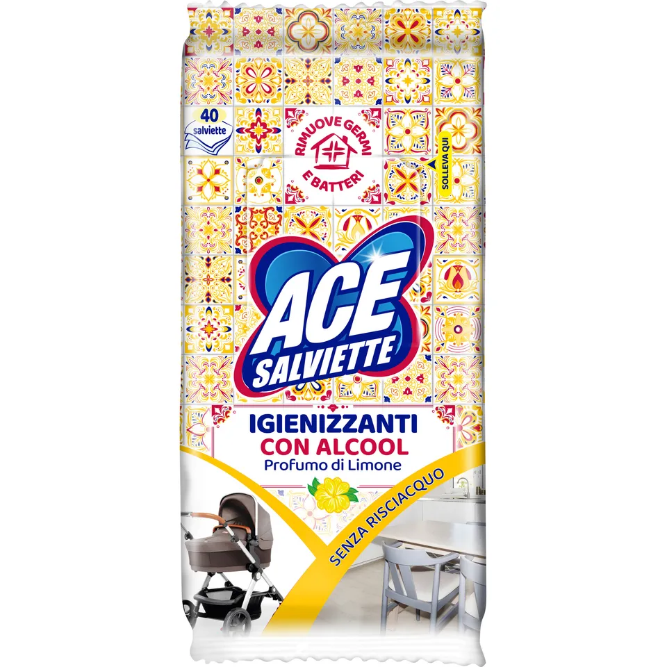 Ace salviette igienizzanti limone 40 pezzi sgrassanti