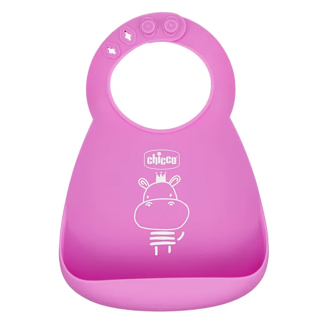 Chicco bavaglino silicone rosa 6m+ con tasca impermeabile