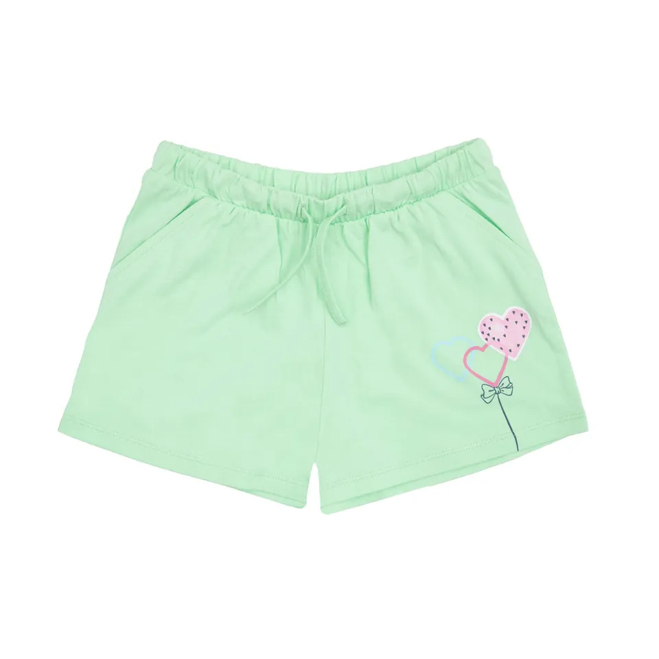 Pantaloncino Bimba verde con tasche short cotone frill