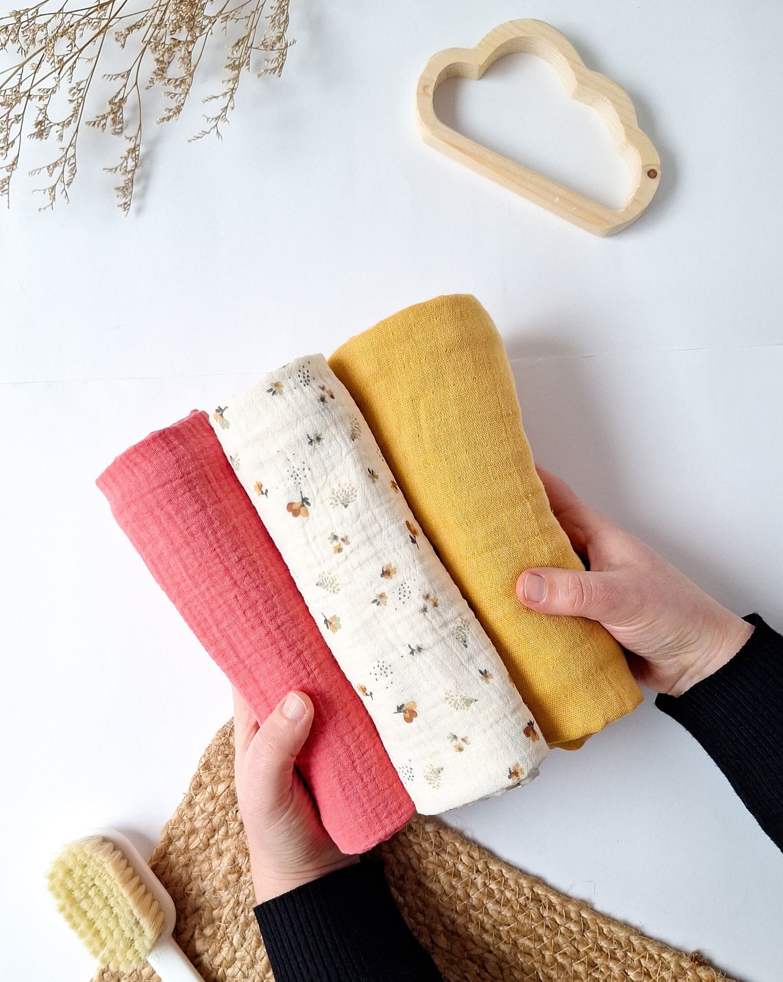 M'Amélie Creations Set 3 Mussoline Cotone Neonato Multiuso