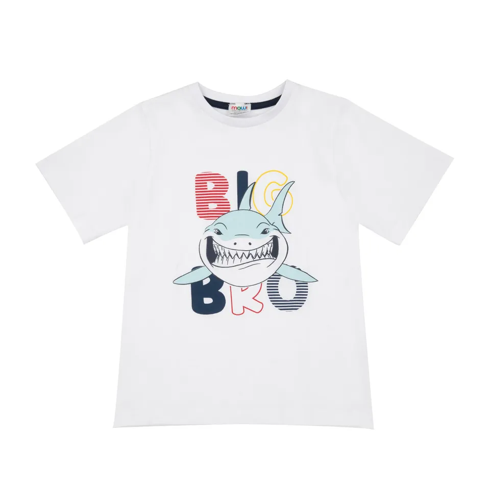 T-shirt Big Bro bimbo in jersey bianco