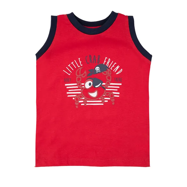 Canotta bambino jersey rossa stampa granchio
