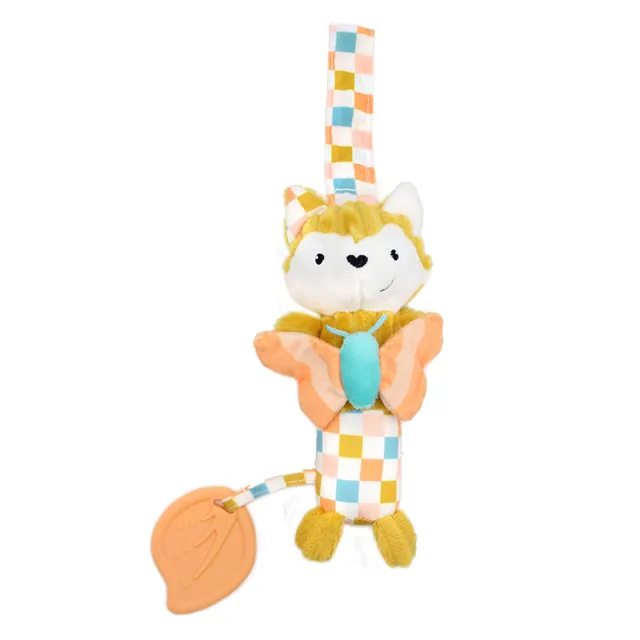 Les Deglingos Cyranos peluche carillon volpe giallo senape sonoro