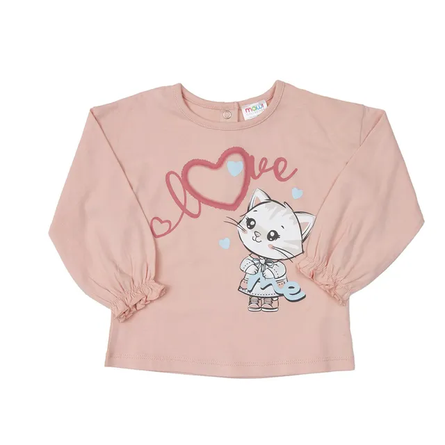 Mawi t-shirt bambina manica lunga rosa con stampa