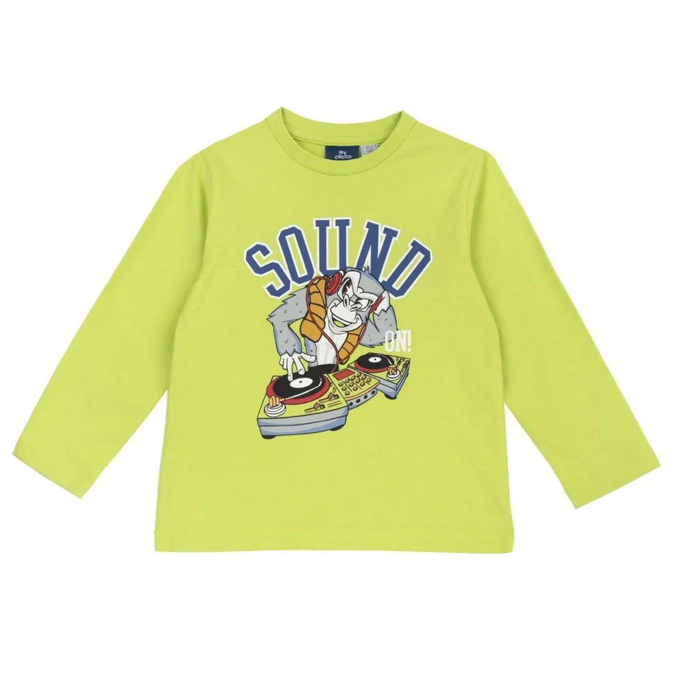 Chicco Maglietta Manica Lunga Verde Fluo Scimmia