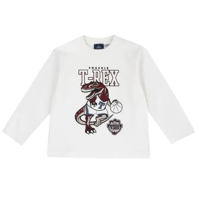 Chicco Maglietta Manica Lunga Panna Dinosauro Cotone