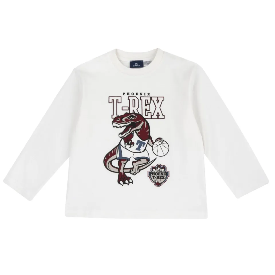 Chicco Maglietta Manica Lunga Panna Dinosauro Cotone