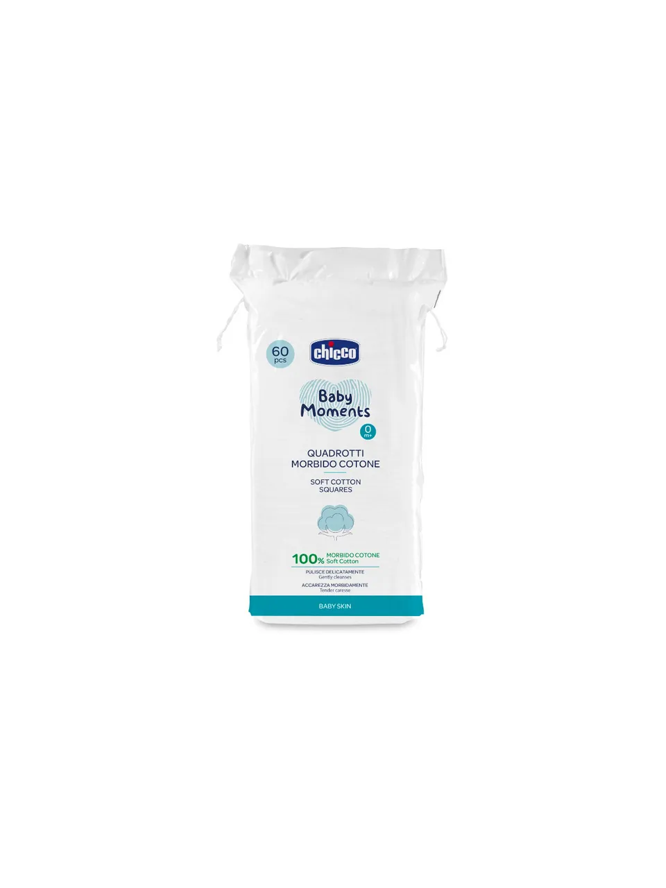 Chicco Baby Moments quadrotti cotone 60 pezzi pelli sensibili