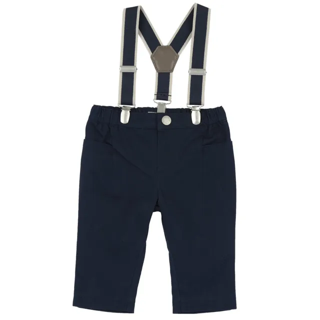 Chicco pantaloni lunghi con bretelle cotone blu