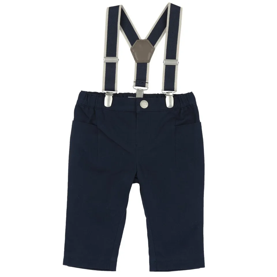 Chicco pantaloni lunghi con bretelle cotone blu