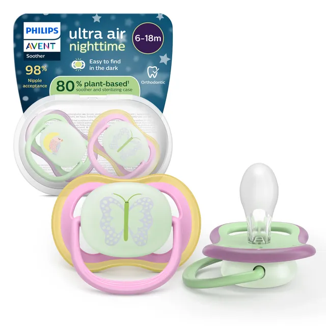 Philips Avent Ultra Air Night succhietti 6-18m 2 pz fosforescente