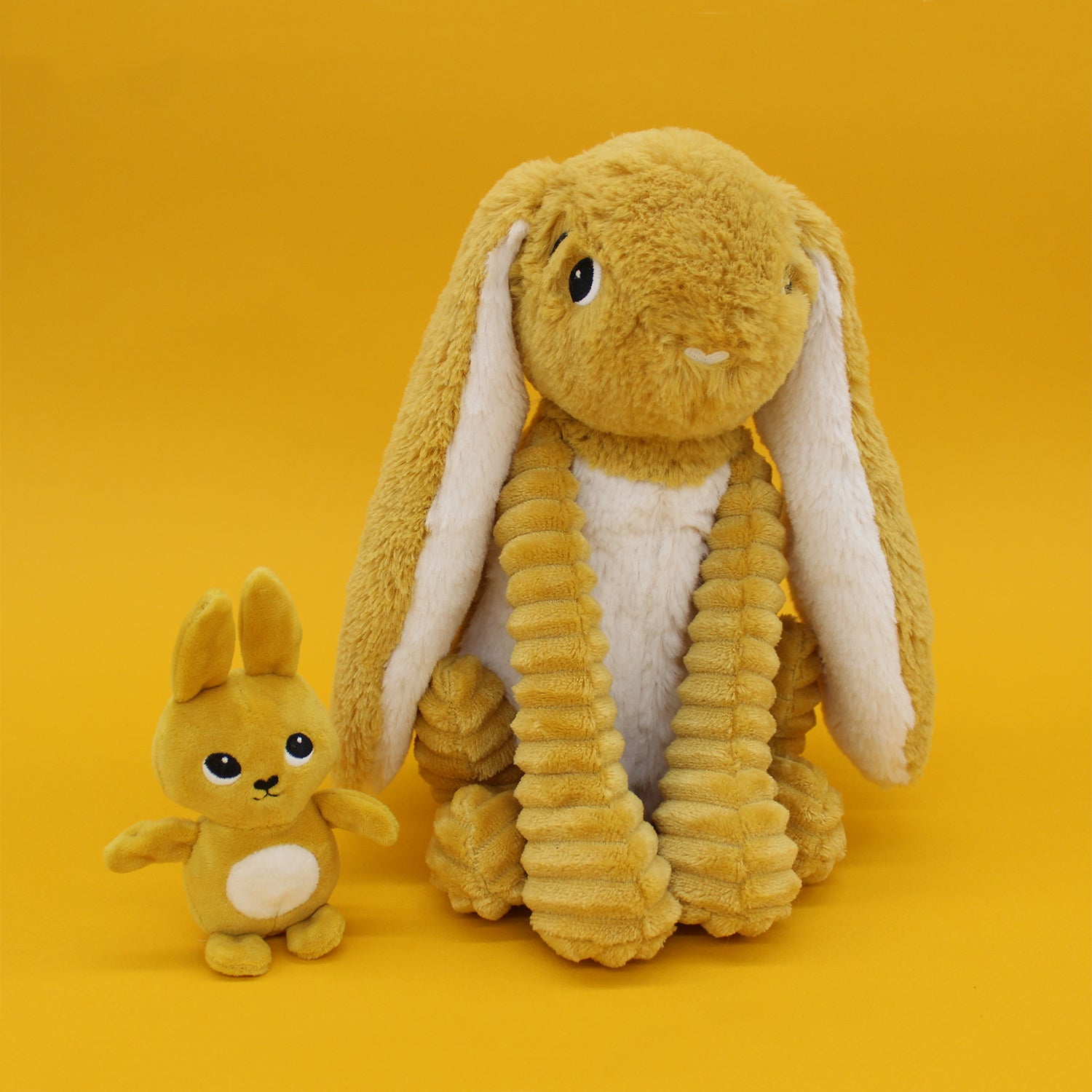 Les Déglingos Ptipotos Toudou peluche coniglio giallo mamma e bebè