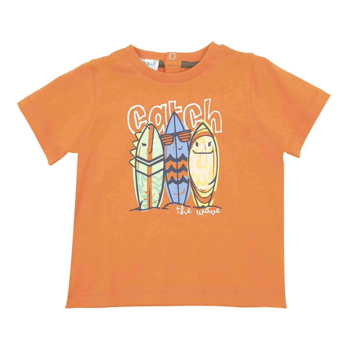 T-shirt jersey bimbo arancio stampa catch the wave