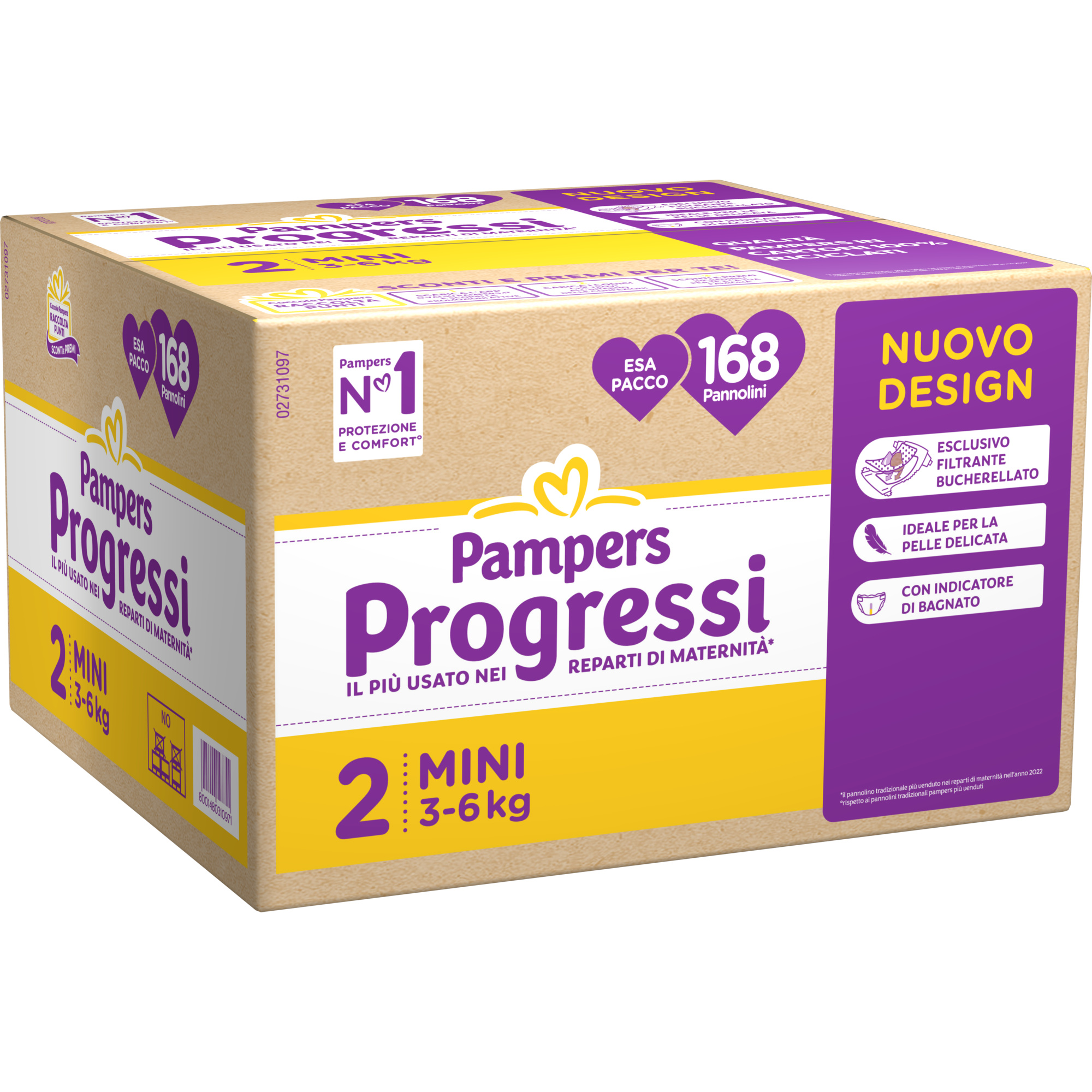 Pampers Progressi pannolini taglia 2 mini 168pz