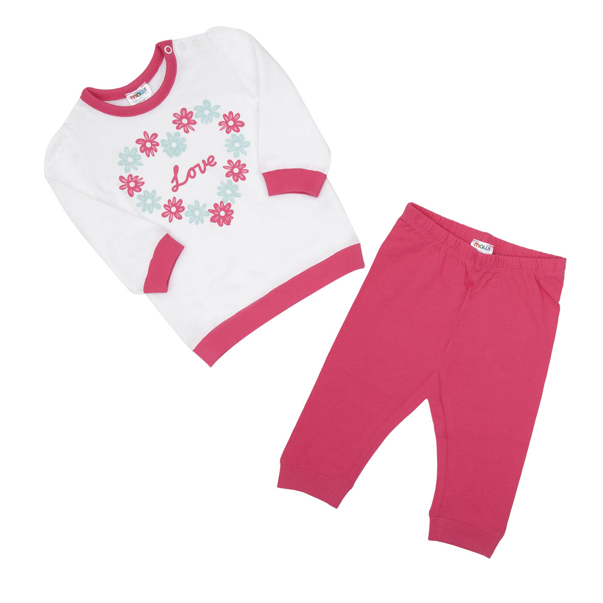 Toys Center Baby Love pigiama bimba 2 pezzi bianco fucsia
