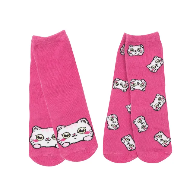 Calze antiscivolo bimba rosa gattino 2 paia